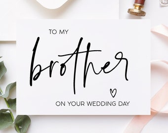 Brother Gift, for the Groom, To My Brother on Your Wedding Day Card, Groomsman Gifts, Wedding Cards, from Sister to Sibling, Cute, Simple