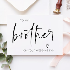 Regalo para hermano, para el novio, para mi hermano en la tarjeta del día de tu boda, regalos para padrinos de boda, tarjetas de boda, de hermana a hermano, lindo, simple