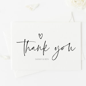 Einfache Hochzeit Dankeskarten Vorlage, Hochzeit Dankeskarten, Personalisierte Dankeskarten, Personalisierte Karten, Moderne Grußkarten, BT