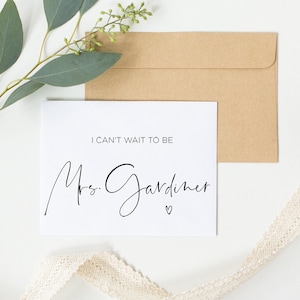 Cartão de casamento personalizado Mal posso esperar para ser sua esposa, cartão da senhora, presente do noivo da noiva, presentes personalizados do noivo, cartão do marido no dia do casamento