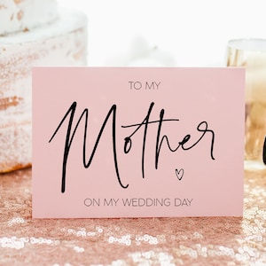 Pink To My Mother on My Wedding Day Card, To My Mom Wedding Card, Mum Of The Groom, Wedding Card For Brides Mom, Blush Pink BT