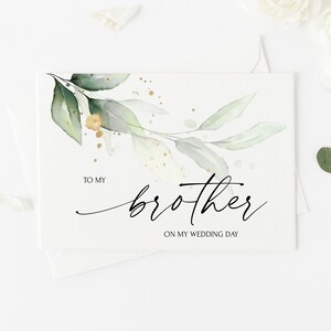 Para mi hermano en el día de mi boda, tarjeta de eucalipto, tarjeta para el hermano de la novia, regalo para el hermano del novio, boda elegante, regalo para la fiesta nupcial