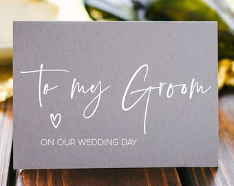 Grey To My Groom Wedding Card, From Bride To Groom Card, Husband On Wedding Day, Gift For Groom To Be, From Bride, Modern Wedding BT