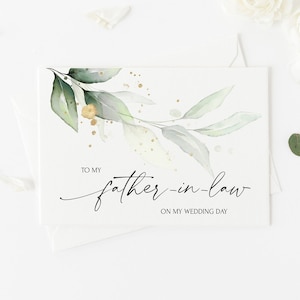 À mon père le jour de mon mariage, carte d'eucalyptus, carte du beau-père de la mariée, cadeau pour le père de la mariée, mariage élégant, remerciement pour le père du marié