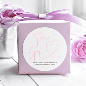 Personalisierte Baby Shower Sticker, It es a Girl Etiketten, Elegante Etiketten Popcorn Party Tasche Sticker, Runde Süßigkeiten Etiketten, Kreis Favor Bag Tags
