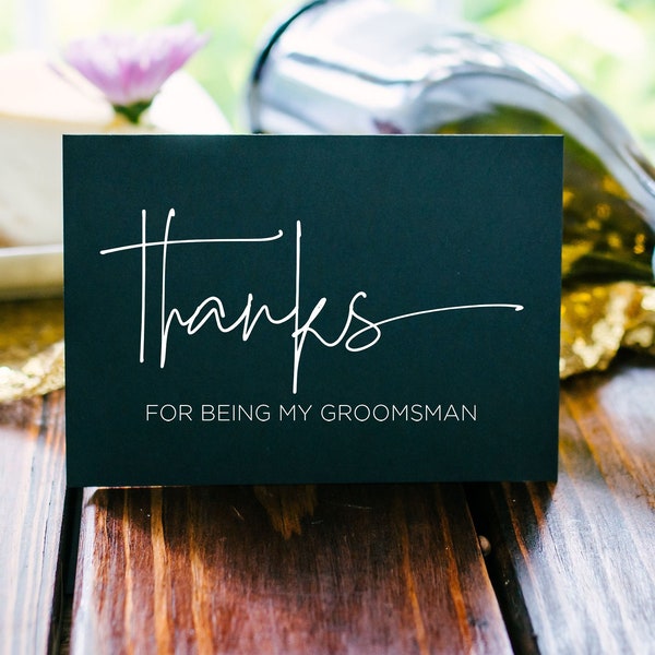 Thank You Groomsman Card, Groomsmen Gifts from Bride and Groom, Wedding Cards, Groomsmen Gift Ideas, Wedding Party, Elegant Black and White
