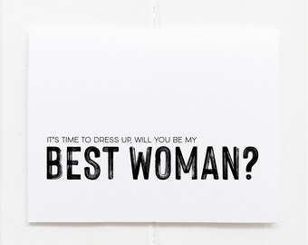 Will You Be My Best Woman Wedding Day Card, Bridesmaid Gift Ideas, Wedding Party Proposal Card For Bridesmaids Gifts From Bride and Groom