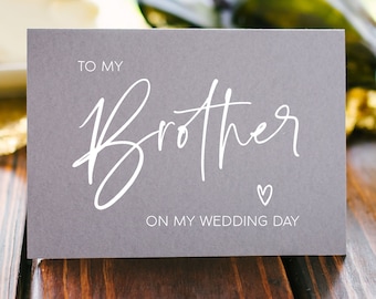 Brother Gift, from Bride, To My Brother on My Wedding Day Card, Groomsman Gifts, Wedding Cards, from Sister to Sibling, Cute, Simple