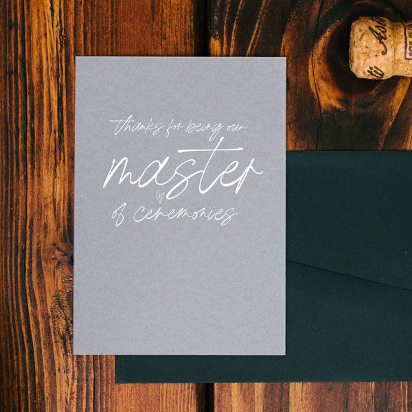 Thank You For Being Our Master of Ceremonies, Bridal Party Gift, MC Card, MC Gift, Mistress of Ceremonies Gift, Thank You Card