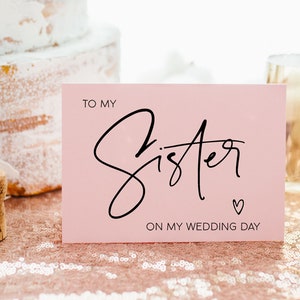 Pink für meine Schwester Brautparty Geschenk, für meine Schwester an meinem Hochzeitstag Karte, Brautjungfer Geschenke, Geschwister Karte, Braut Schwester Karte, beste Freundin