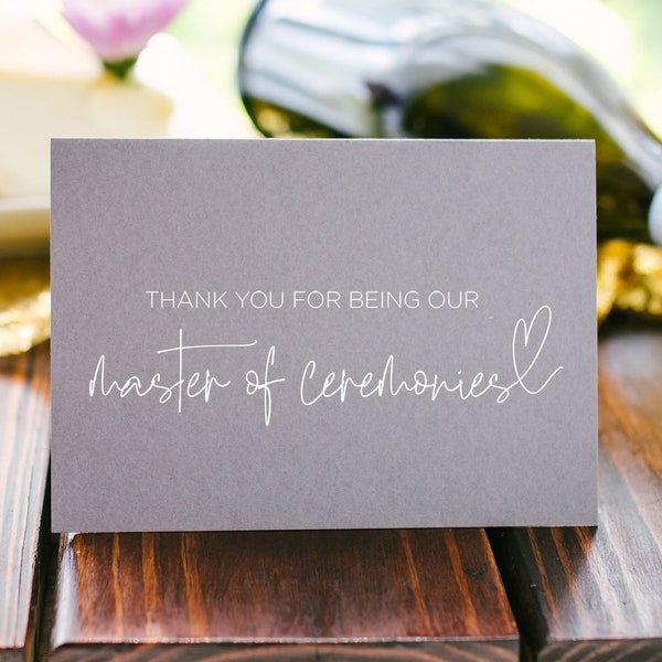 Thank You For Being Our Master of Ceremonies, Bridal Party Gift, MC Card, MC Gift, Mistress of Ceremonies Gift, Thank You Card
