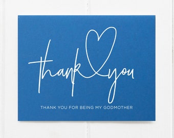 Blue Thank You For Being My Godparents Card, Godmother Proposal, Christening, Baptism Gift, Godparent Resquest, Godfather Gift, Naming Day