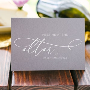 Linda tarjeta de boda para mi novio, Encuéntrame en el altar, Esposo el día de la boda, Regalo para el futuro novio, Para el novio de la novia, Futura esposa, Gris