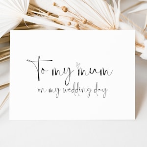 Para mi mamá en el día de mi boda, tarjeta para la madre de la novia, casarse, regalo de boda para mamá, para mi mamá, regalo de ceremonia para la madre del novio