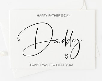 Carte de fête des pères heureuse avec baby bump, nouvelle carte de papa, future carte de papa, joli cadeau de fête des pères, cartes modernes simples, coeur