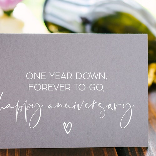 One Year Down Forever to Go Happy Anniversary Card First - Etsy