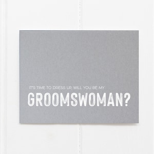 Graue Hochzeitskarte - Willst du meine Trauzeugin sein?