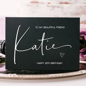 Aangepaste zwarte gelukkige verjaardagskaart voor vrienden, verjaardagskaarten vriendin, cadeau voor zus van broer of zus, beste vriend verjaardagsidee voor haar