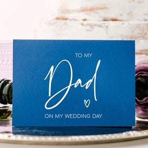 Blue To My Dad Wedding Day Card, Father of the Bride Gifts, Father of the Groom Gift, Brides Father, Dad Card, Unique, Modern, Heart Card