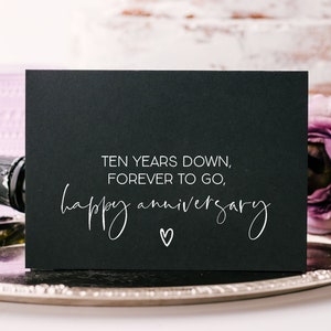 Schwarze Karte zum 10. Hochzeitstag für sie, 10 Jahre Jubiläumsgeschenk für Mann, 10 Jahre verheiratet, Karte für Freund, Dose, Liebeskarte Frau