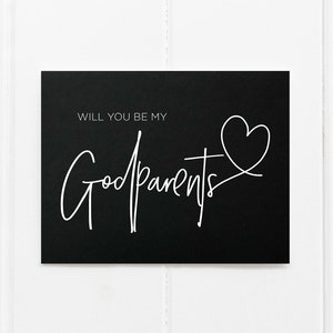 Noir et blanc serez-vous ma carte de parrain, proposition de marraine, baptême, cadeau de baptême, carte de demande de parrain, demande de parrain