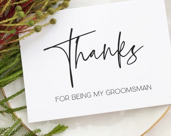 Thank You Groomsman Card, Groomsmen Gifts, Groomsman Gift, Wedding Cards, Groomsmen Gift Ideas, Wedding Party, Elegant Black and White BT