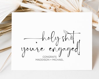 Congratulations Engagement Card, Funny Bride and Groom to be Gift, Personalised Card for Couple getting Married, Custom Engaged Card