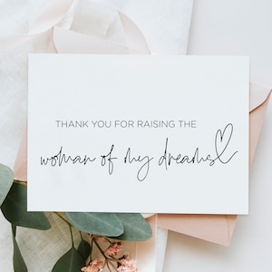 Gracias por criar a la mujer de mis sueños, padres de la novia, regalo para la madre de la novia, mamá, papá, suegros, tarjeta de regalo para los suegros