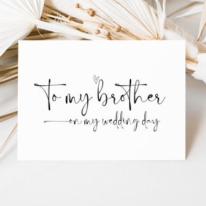 Regalo de la novia para mi hermano, tarjeta para el día de mi boda, regalos para el padrino de boda, tarjetas de boda, de hermana a hermano, casarse