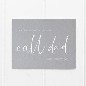 Grey Fun Fathers Day Card Van Dochter, Papa Cards, Funny Dad Gift, Dads Verjaardag van Zoon, voor Hem, Als op het eerste je niet slagen Bel Papa