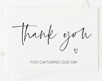 私たちの写真を撮ってくれてありがとう結婚式の日のカード、私たちの一日を撮影してくれてありがとう、新郎新婦からの感謝の贈り物、モダンな結婚式