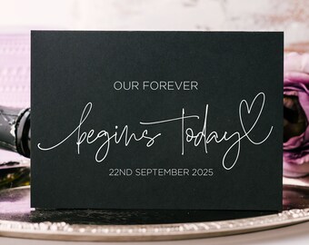 Cute To My Groom Wedding Card, Our Forever Begins Today, Husband On Wedding Day, Gift For Groom To Be, For Groom From Bride Wife to Be