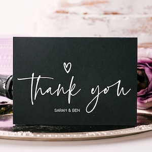 Modèle de carte de remerciement pour mariage moderne, sur mesure, cartes de remerciement personnalisées, cartes personnalisées, cartes de correspondance de calligraphie, BT simple