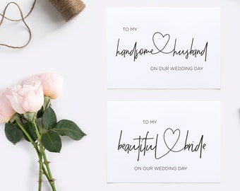 Bride and Groom Wedding Card Set, Gift From Bride, Groom Gifts, To My Husband On Our Wedding Day, Husband Gift, Husband Wedding Gift, Simple