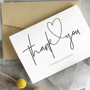 Tarjeta de agradecimiento por ser nuestro paje, regalo para paje, regalo para fiesta de bodas, regalos para la fiesta nupcial, tarjetas de agradecimiento para bodas, regalos para padrinos de boda