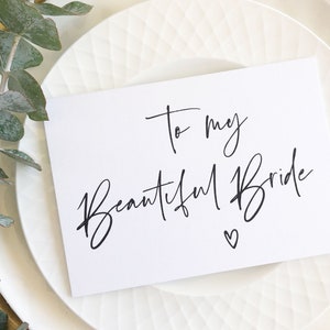 Presente de noiva, Para minha linda noiva no dia do nosso casamento, Cartão de casamento elegante, Cartão de casamento para esposa, Cartão de noiva do noivo, Casamento moderno, BT