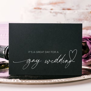Cartão preto do dia do casamento da Sra e da Sra, presente de casamento gay, presente de casamento do Sr. e Sr. para casal, presente de casamento do mesmo sexo para lésbicas, parabéns Lgbt