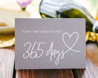 Grey 1st Anniversary Card Today I Have Loved You For 365 Days Etsy Canada
