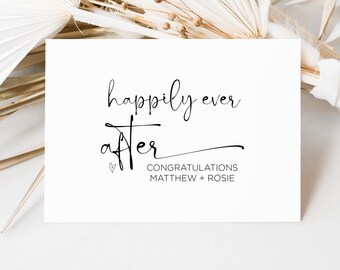 Glückwunschkarte zum Hochzeitstag für das Brautpaar, personalisiertes Geschenk zur Heirat, individuelle Happily Ever After Mr & Mrs Karte