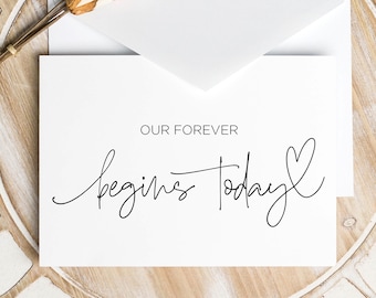 Cute To My Groom Wedding Card, Our Forever Begins Today, Husband On Wedding Day, Gift For Groom To Be, For Groom From Bride Wife to Be