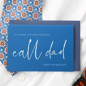 Blau Spaß Vatertagskarte von Tochter, Papa Karten, lustiges Papa Geschenk, Papas Geburtstag vom Sohn, für ihn, wenn Sie zuerst nicht erfolgreich Papa