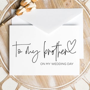 Cadeau frère, cadeau de mariée, carte de mariage pour mon frère, cadeaux de garçon d'honneur, cartes de mariage, de la mariée au frère ou à la sœur, simple