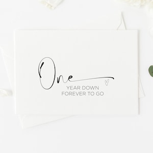 One Year Down, Forever to Go Happy Anniversary Card, First Anniversary Card, 1st Anniversary Gift, Paper Anniversary, One Year for Husband