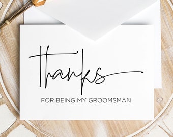 Danke Groomsman Karte, Groomsmen Geschenke von Braut und Bräutigam, Hochzeitskarten, Groomsmen Geschenkideen, Hochzeitsfeier, Elegant Schwarz und Weiß