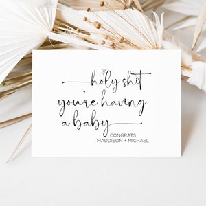 Benutzerdefinierte Schwangerschaft Glückwünsche lustige neue Baby Karte, Congrats Sie sind schwanger für Freund, erwarten, werdende Mutter Geschenk, personalisiert