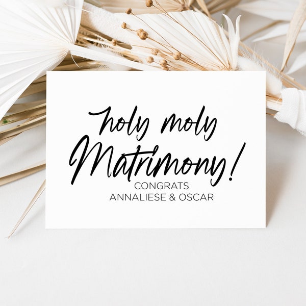 Congratulations Funny Wedding Card, Bride and Groom Gift, Personalised Card for Couple getting Married, Holy Moly Matrimony, Engagement