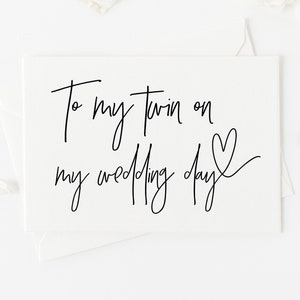 Tarjeta para mi gemelo en el día de mi boda, regalo para hermano gemelo, regalos para hermano y hermana, tarjeta para hermana gemela, tarjetas para la fiesta nupcial, tarjetas de agradecimiento para la boda CS