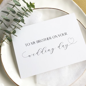 Tarjeta elegante para mi hermano en el día de tu boda, regalo para hermano, regalo para novio, tarjeta para novio, tarjeta de corazón simple, tarjetas de boda, tarjeta para hermano