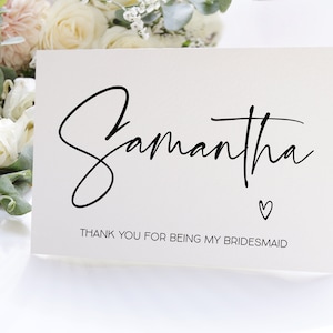 Benutzerdefinierte Brautjungfer Dankeskarte, personalisiertes Danke, dass Sie meine Brautjungfer Geschenk, Trauzeugin, Blumenmädchen Brautjungfer Geschenkideen, BT
