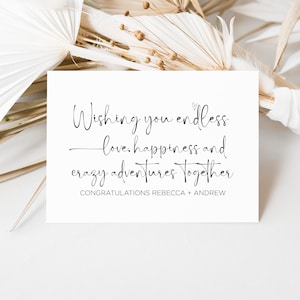 Congratulations Wedding Card, Bride and Groom Gift, Personalised Card for Couple getting Married, Endless Love and Happiness, Mr & Mrs to Be